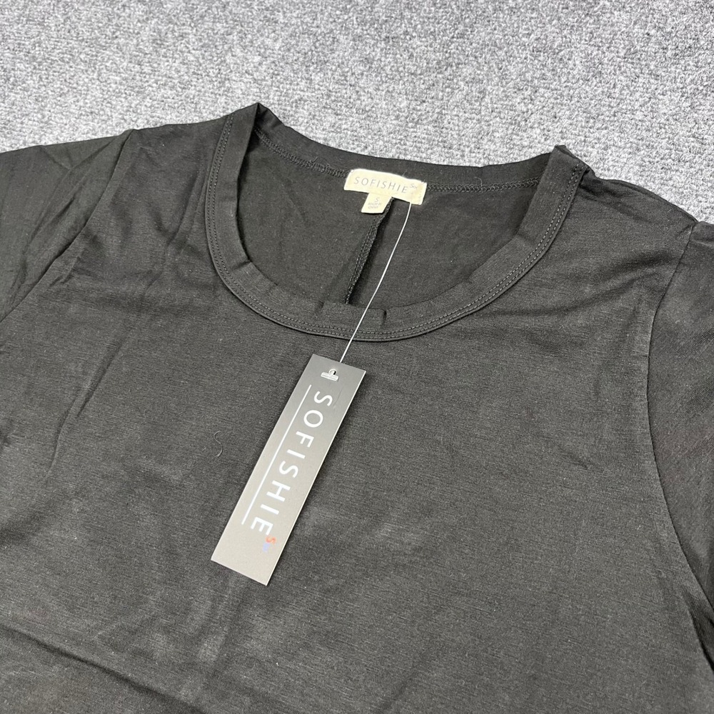 Sofishie Sharkbite Hem Asymmetrical Black Tunic Top